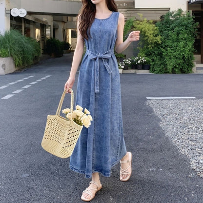 中古牛仔無袖背心連身裙
