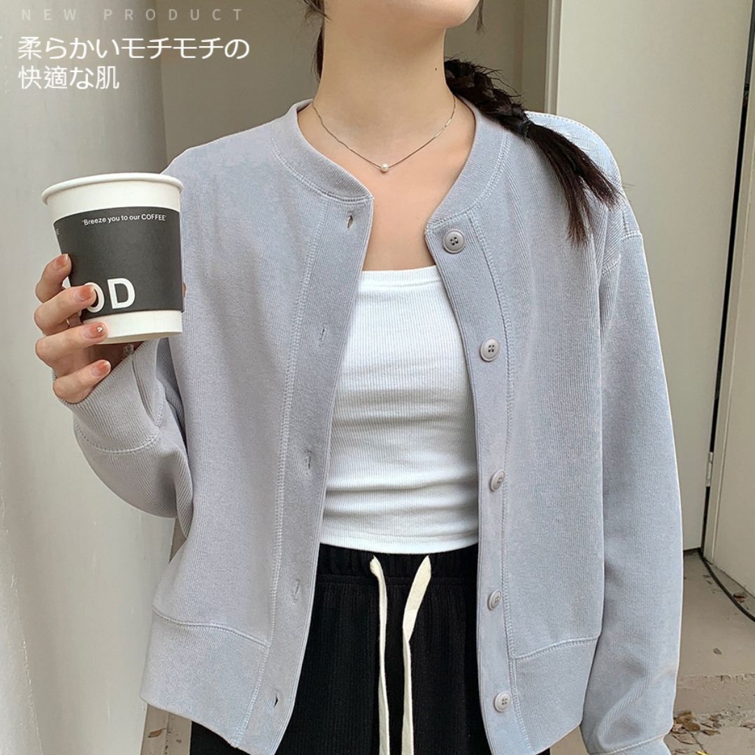 Japanese-Style Round-Neck Button Jacket