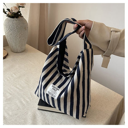 Large Capacity Striped Reversible Canvas Bag