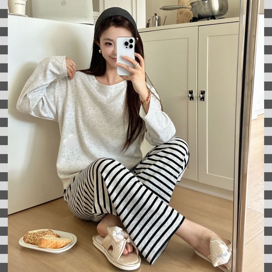 條紋舒適套裝居家服