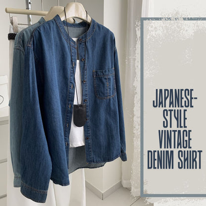 Japanese-Style Vintage Denim Shirt
