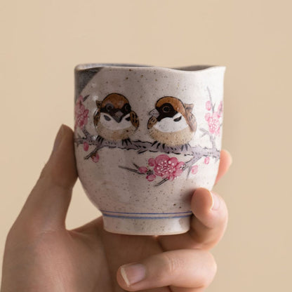 Kutani Ware Japanese Sparrow Teacup