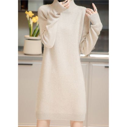 Loose-Fit Half-Turtleneck Knit Dress