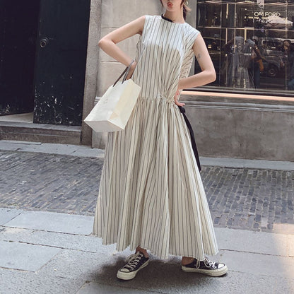 French Style Striped Bow Dress