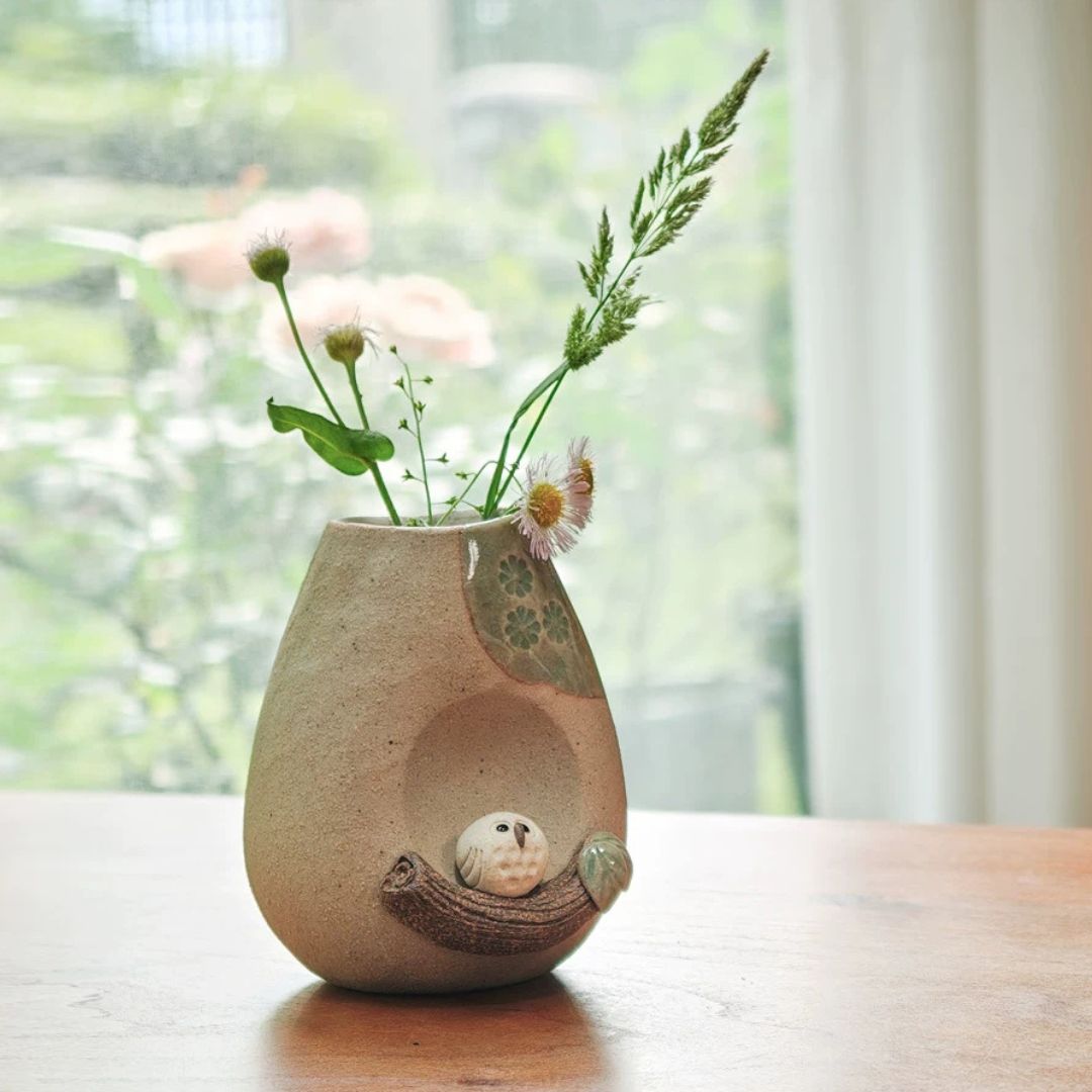 Shigaraki Ware Mini Owl Vase