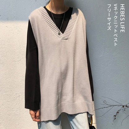 Japanese-style V-Neck Knit Vest