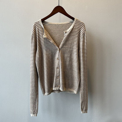 Women's Color-Block Striped Knit Round-Neck Jacket