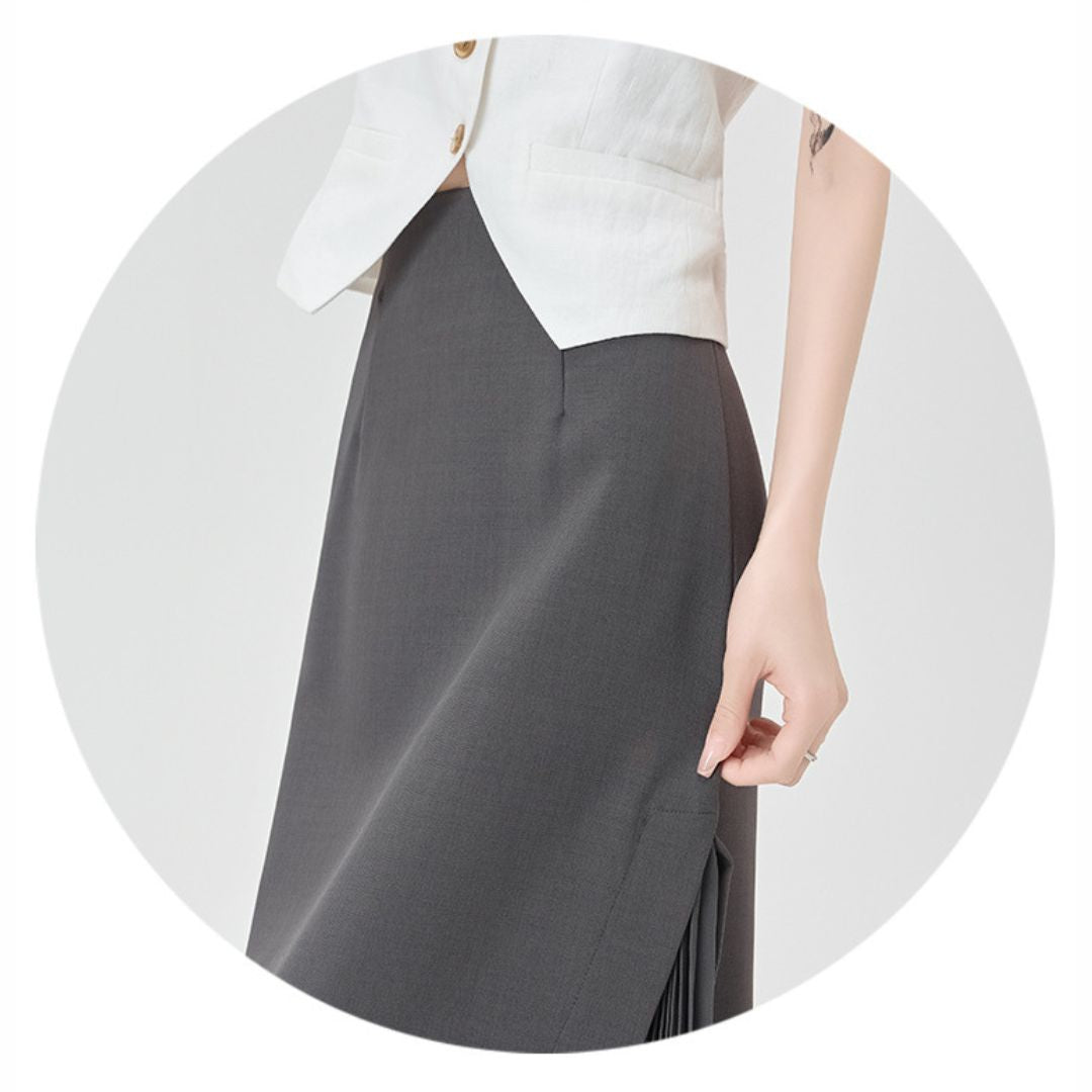 Chiffon Panel Blazer Skirt