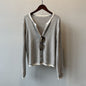 Women's Color-Block Striped Knit Round-Neck Jacket