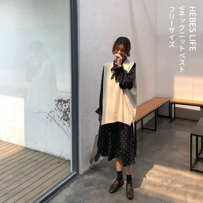 Japanese-style V-Neck Knit Vest