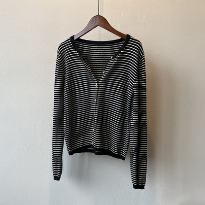 Women's Color-Block Striped Knit Round-Neck Jacket