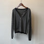 Women's Color-Block Striped Knit Round-Neck Jacket