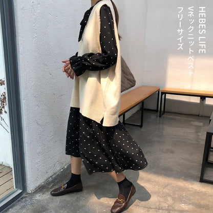 Japanese-style V-Neck Knit Vest