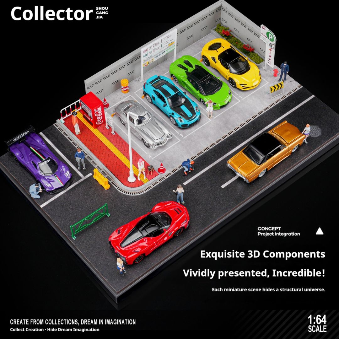 1:64日本の地上駐車場の照明シーン