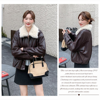 American Vintage Oversized Lapel PU Jacket