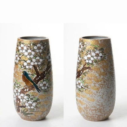 Kutani Hand Painted Floral and Bird Vase