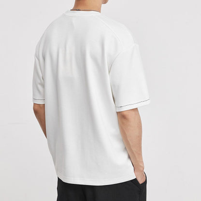 破線デザイン半袖Tシャツ