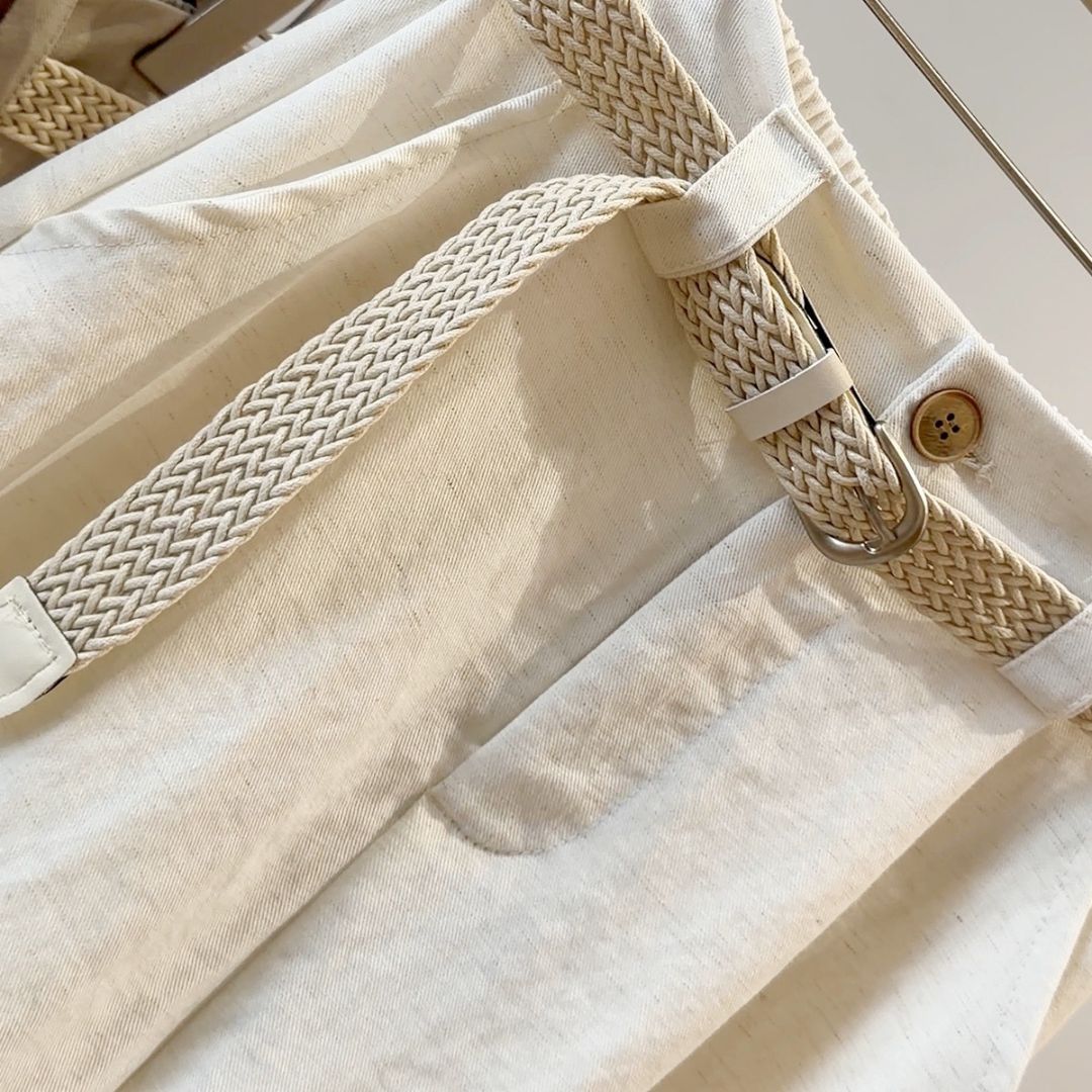 Cotton Linen Wide Leg A Line Shorts