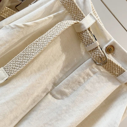 Cotton Linen Wide Leg A Line Shorts