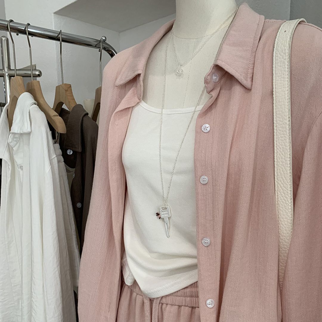 翻領襯衫＋打底背心休閒三件套裝
