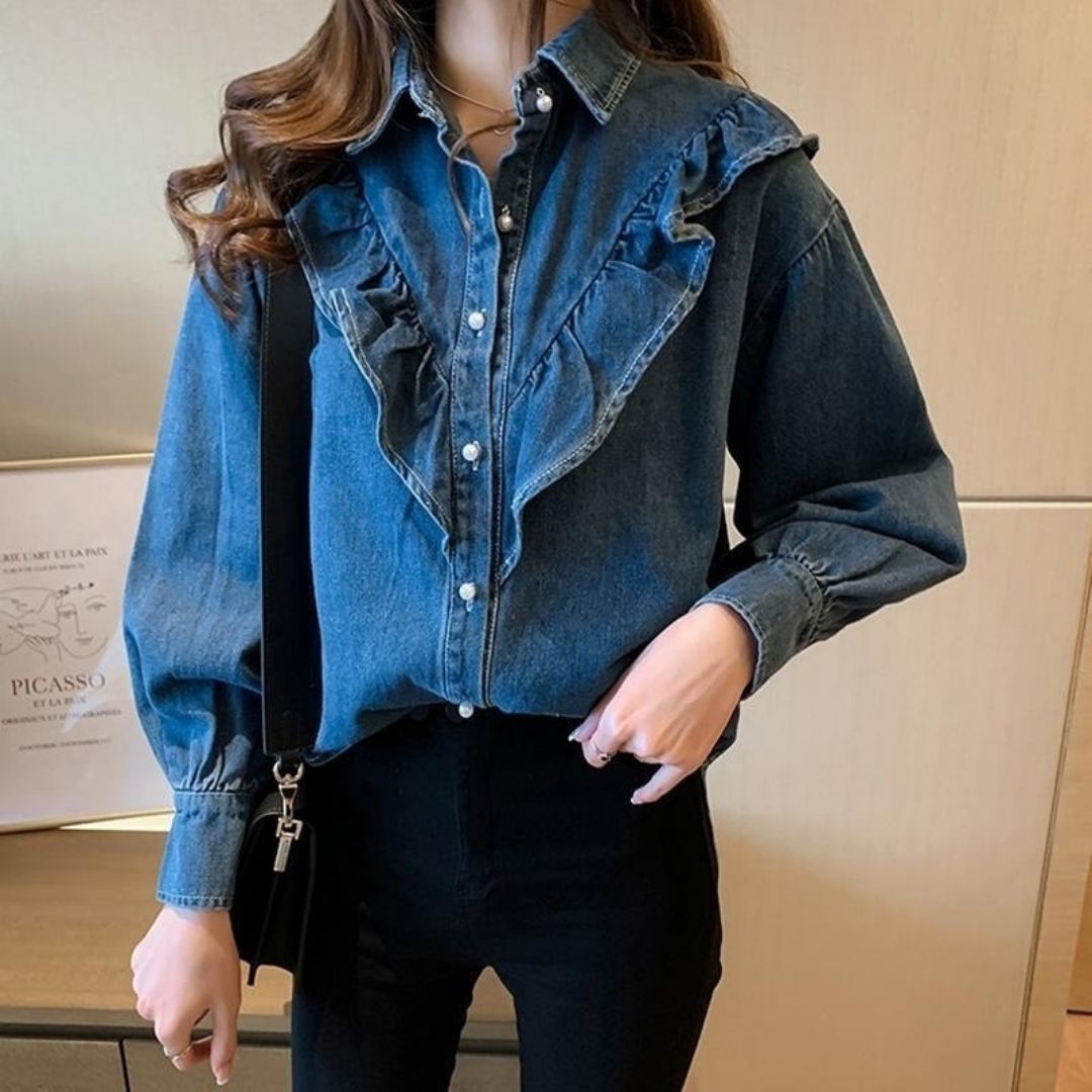 Ruffle Denim Shirt