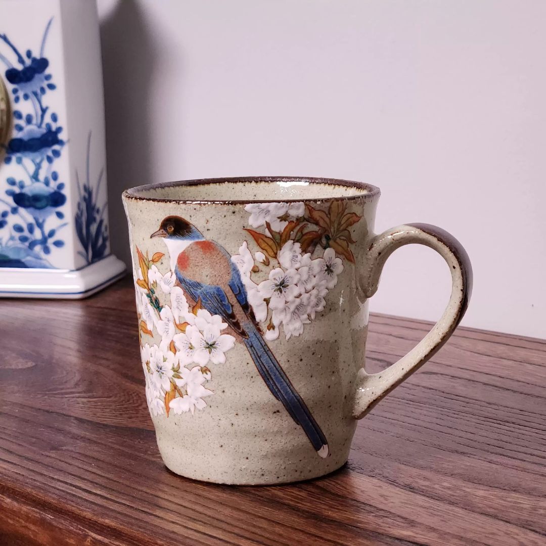 九谷燒山櫻鳥馬克茶杯