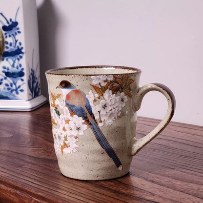 九谷燒山櫻鳥馬克茶杯