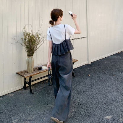 Deep Gray Camisole Wide Leg (Three Piece Set)