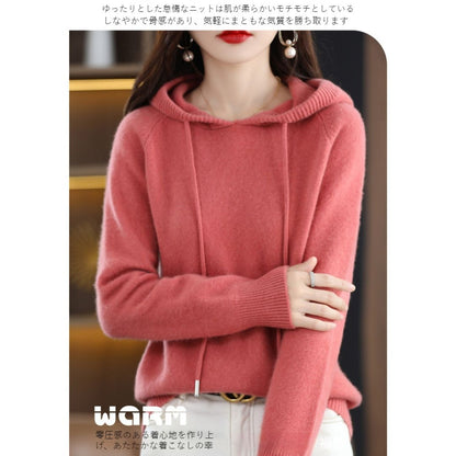 Wool Knit Hooded Top
