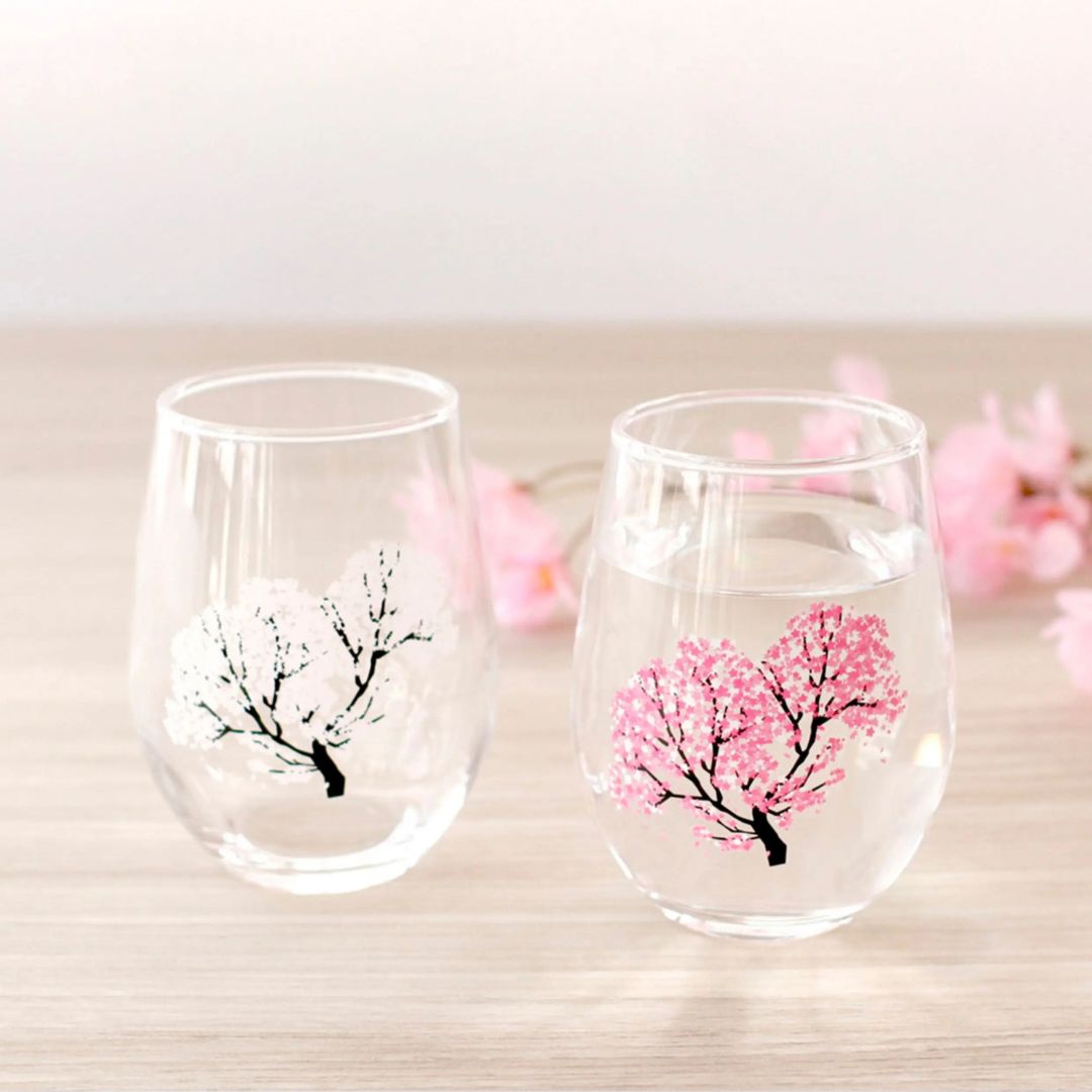 日本冷感櫻花水晶玻璃杯(一對)