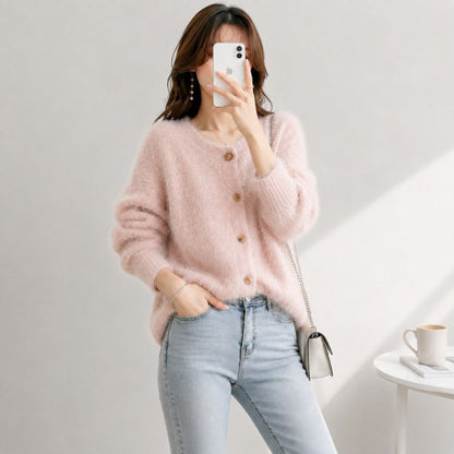 Japanese Style Cozy Fleece Open Front Cardigan