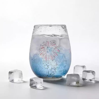 Japanese Cooling Fireworks Crystal Glass — Pair
