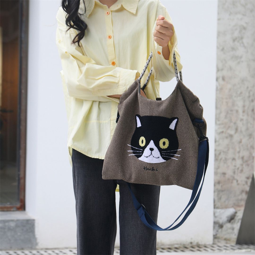 Japanese Cat-Themed Large Capacity Shoulder Bag