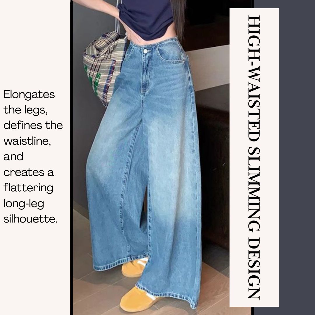 Vintage High-Waisted Wide Leg Denim Jeans