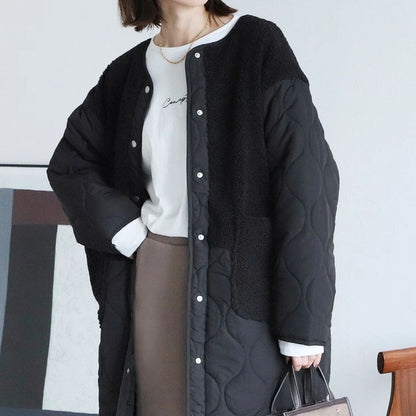 Japanese-Style Cotton Blend Mid-Length Jacket with Paneling
