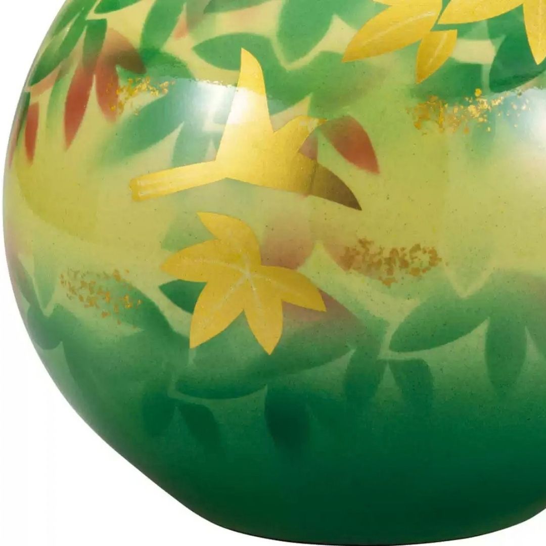 Japanese Bamboo Leaf & Bird Ceramic Vase