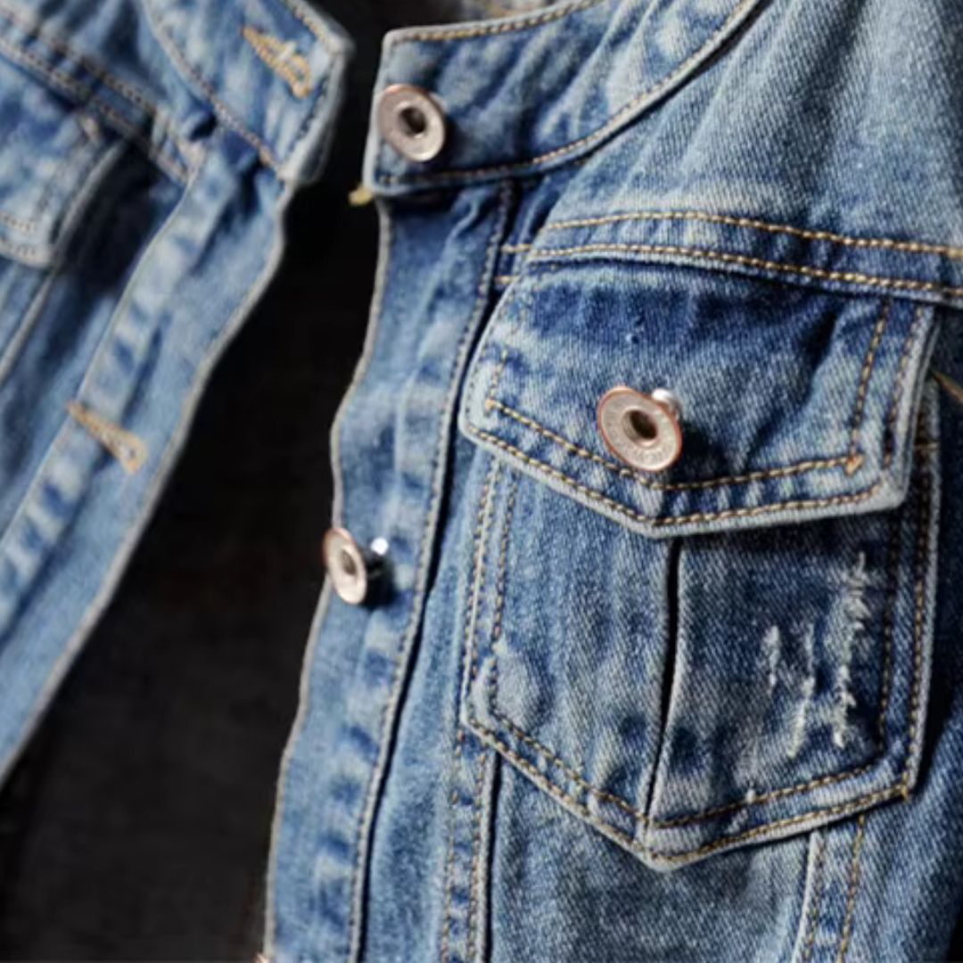 Round Neck Leisure Denim Jacket