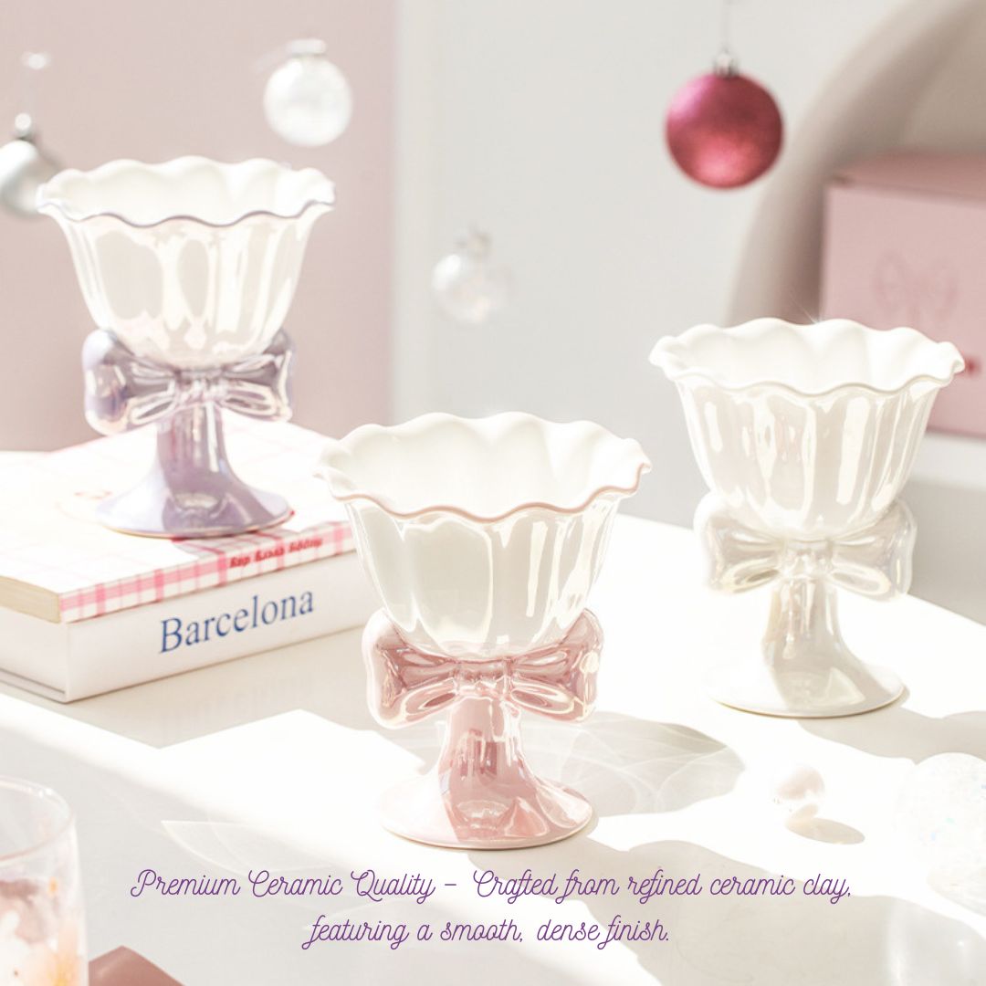 Dreamy Bow Porcelain Ice Cream Dessert Cup