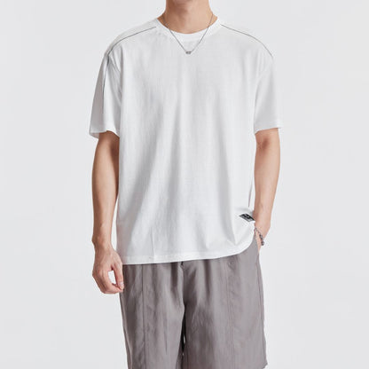 Simple Contrast Stitch Short Sleeve T Shirt