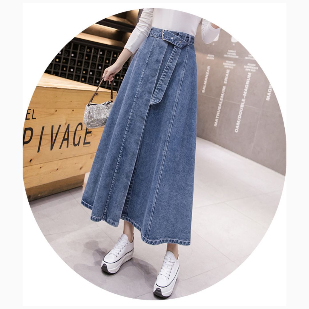 New High-Waisted Denim Skirt