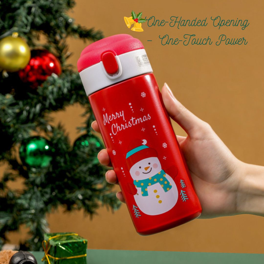 Christmas-themed Insulated Tumbler with Straw