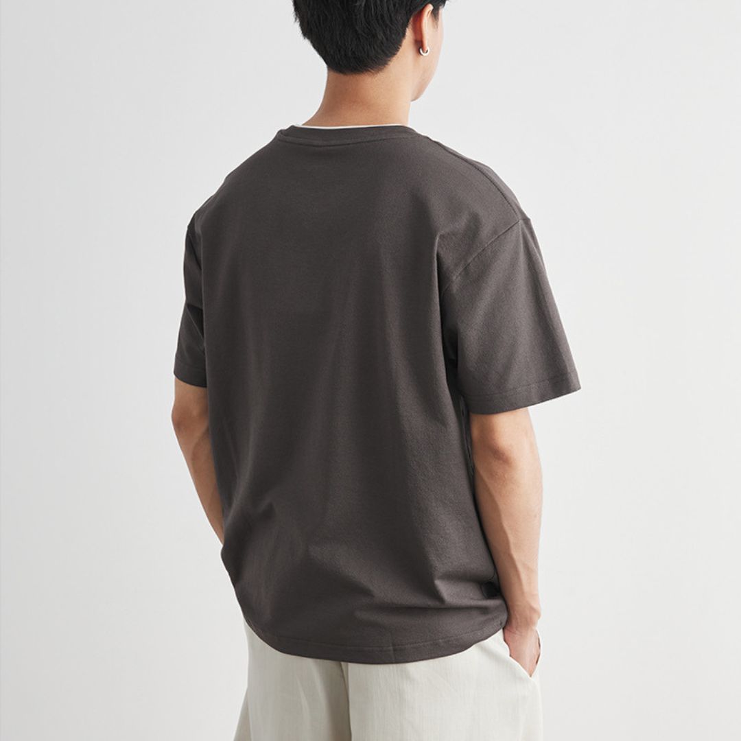 コントラストエッジレター刺繍Tシャツ