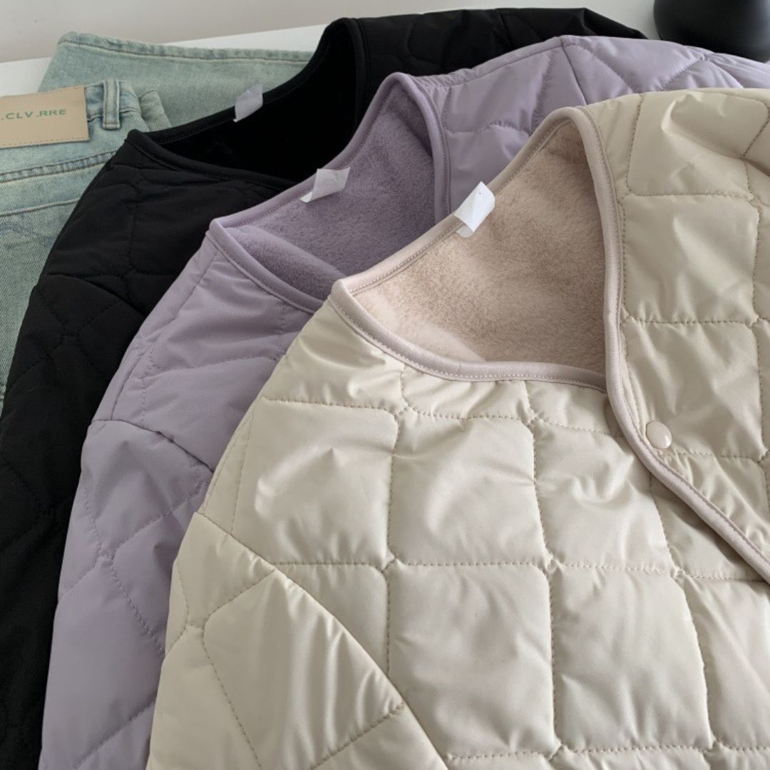 Reversible Diamond-Pattern Padded Jacket