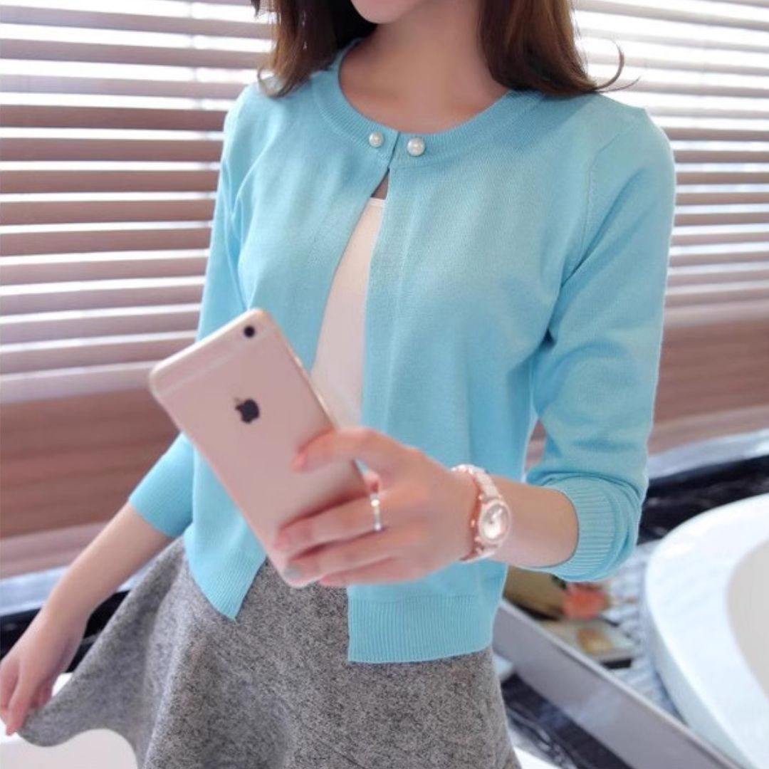 輕薄棉針織外套  