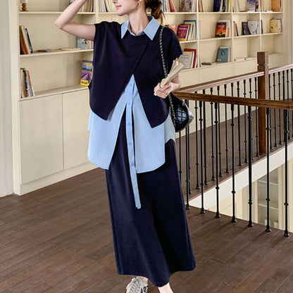 Deep Navy Irregular Shirt Set Dress