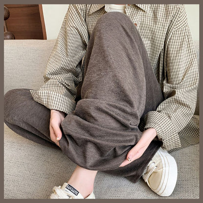 High-Waisted Loose Straight-Leg Casual Pants for Fall