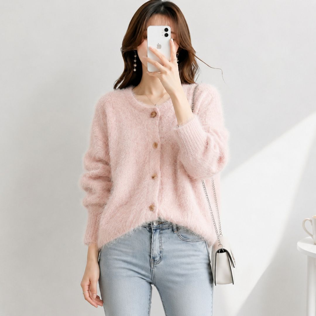 Japanese Style Cozy Fleece Open Front Cardigan