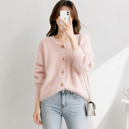 Japanese Style Cozy Fleece Open Front Cardigan