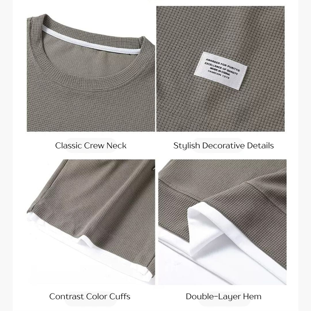 フェイクツーピースクルーネックTシャツ（最低2枚） 