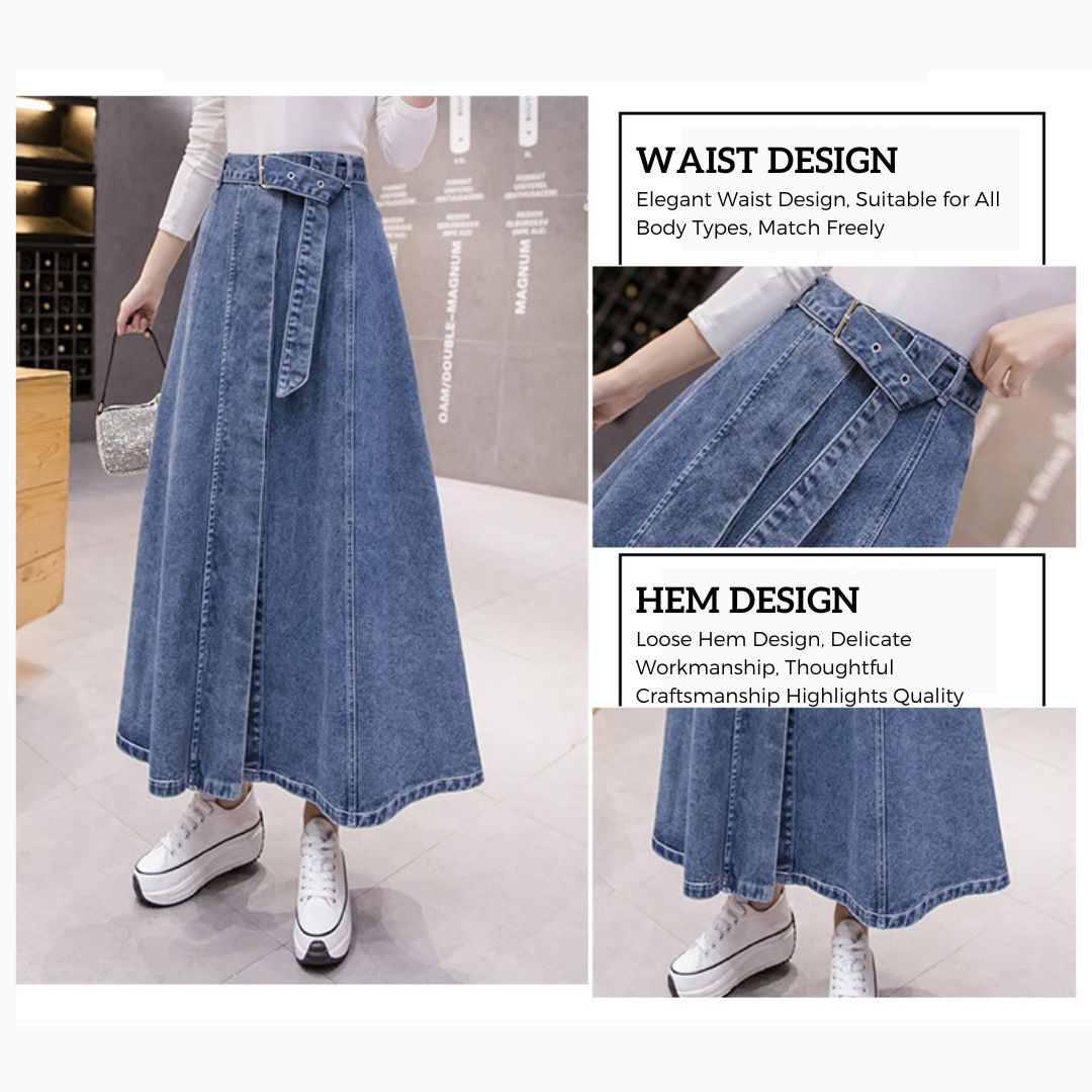 New High-Waisted Denim Skirt